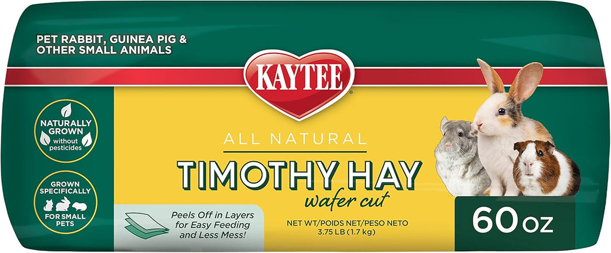 Kaytee Wafer Cut All Natural Timothy Hay for Pet Guinea Pigs, Rabbits & Other Small Animals, 60 Ounce