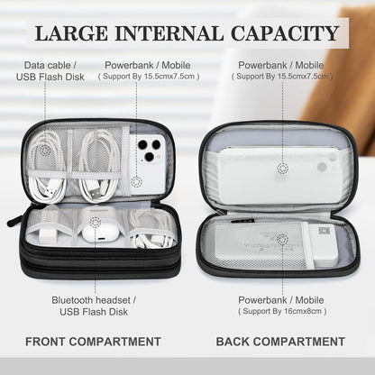 FYY Electronic Organizer, Travel Cable Organizer Bag Pouch Electronic Accessories Carry Case Portable Waterproof Double Layers All-in-One Storage Bag for Cable, Cord, Charger, Phone, Earphone Coffee