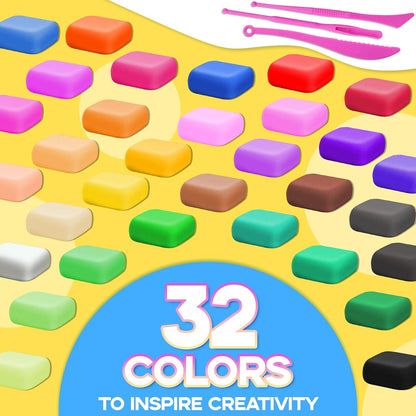 MuseLuxe Air Dry Clay - 32 Colors Modeling Clay Kit with 3 Sculpting Tools,Safe & Non-Toxic,DIY Magic Gifts Toys for Boys,Girls,Kids