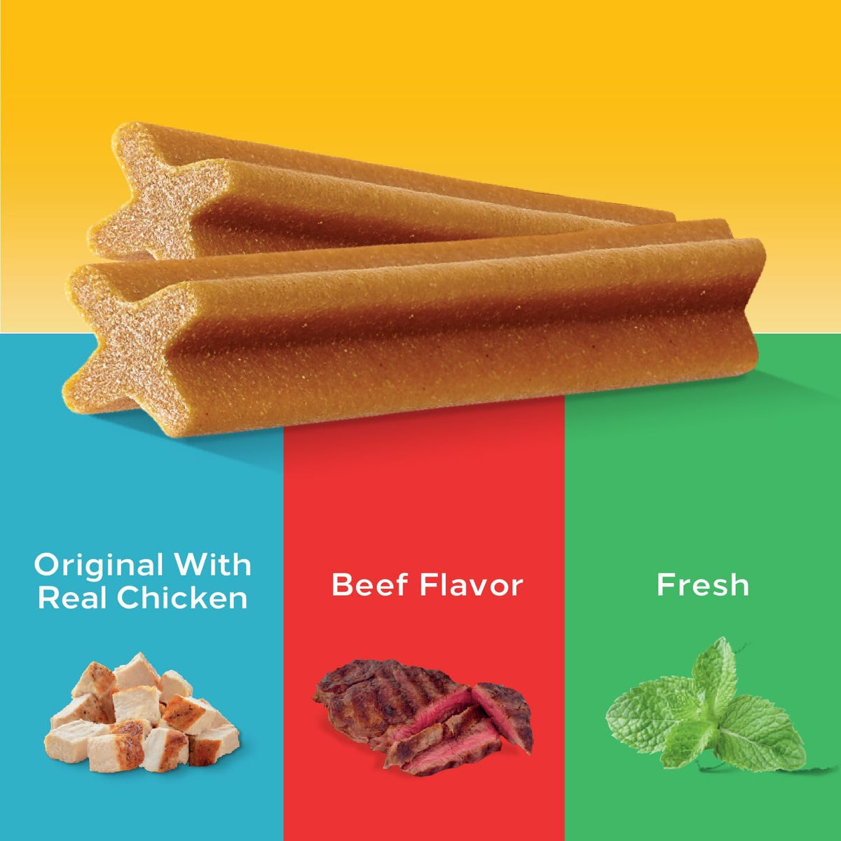 Pedigree Dentastix Large Dog Treats, Original, Beef & Fresh, 2.73 lb. Variety Pack (51 Treats Total)