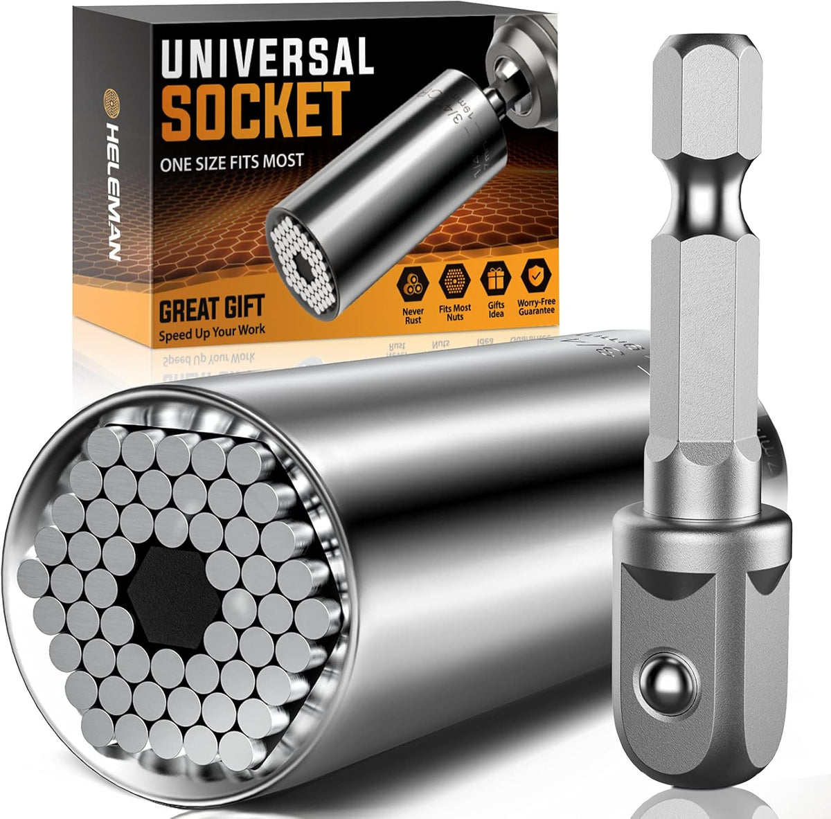 Stocking Stuffers for Men Gifts Super Universal Socket Tools Gifts for Men: Socket Set with Power Drill Adapter(7-19 MM) Cool Stuff Gadgets for Women Birthday Gifts for Dad Husband Adults