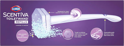 CLOROX Scentiva ToiletWand Toilet Cleaner Refills, Toilet brush, Lavender and Jasmine, 10 Count