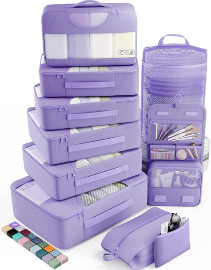 vekens 8-set packing cubes nylon organizer bags for beach vacation cruise ship travel essentials suitcase