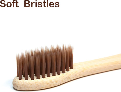 Virgin Forest 10 Count Bamboo Toothbrush, Soft Bristle for Adults, Eco Friendly Natural Wooden Toothbrushes, Vegan Organic Bamboo Travel Tooth Brush (10 Colors)