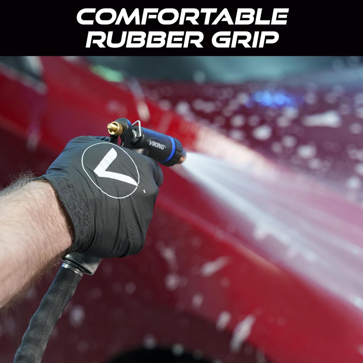 VIKING Hose Nozzle, Garden Hose Nozzle, Adjustable and Heavy Duty for Washing Car, Watering Plants, Washing Pets, and Home Use