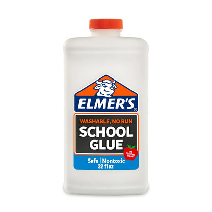 Elmer's Liquid School Glue, White, Washable, 32 Ounces - Great for Making Slime, Arts & Crafts, Back to School, #1 Teacher Brand