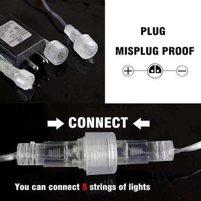 TW SHINE White Christmas Meteor Shower Lights Outdoor, 288LED 12" 8 Tubes Waterproof Christmas Lights Outdoor Plug in, Snow Falling Rain Icicle Xmas Light Decorations, White