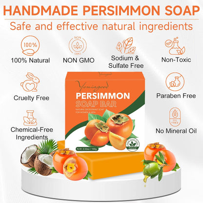 Natural persimmon soap bar for body odor control and deodorant use