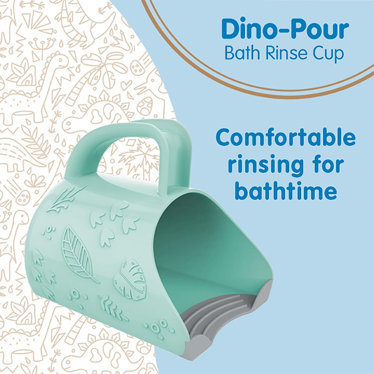 Dr. Brown's CleanUp Dino-Pour Baby Bath Rinse Cup, Tear-Free Rinsing for Babies and Toddlers, BPA Free