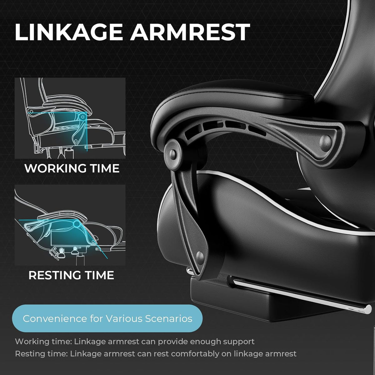 GTPLAYER Gaming Chair, Computer Chair with Footrest and Lumbar Support, Height Adjustable Game Chair with 360°-Swivel Seat and Headrest and for Office or Gaming (White)