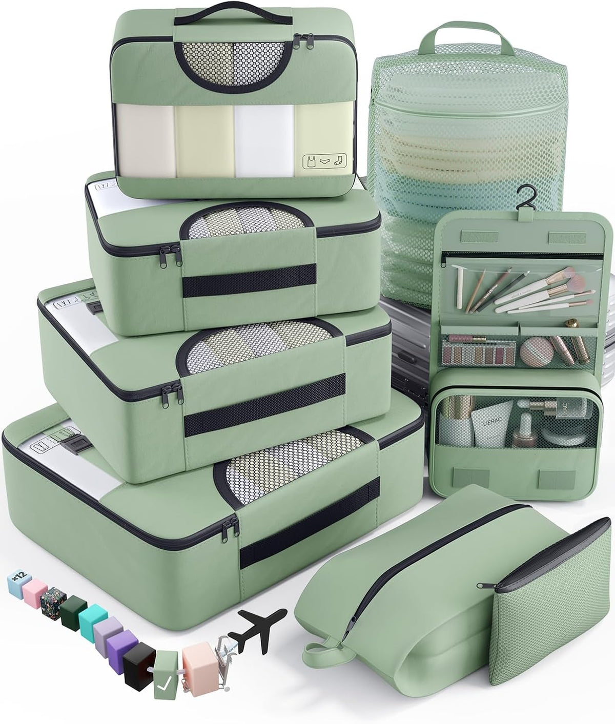 vekens 8-set packing cubes nylon organizer bags for beach vacation cruise ship travel essentials suitcase