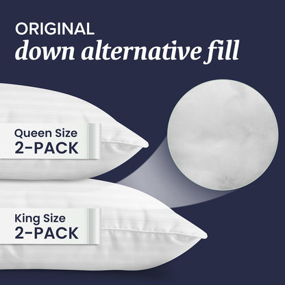 Beckham Hotel Collection Bed Pillows King Size Set of 2 - Down Alternative Pillow for Back, Stomach or Side Sleepers