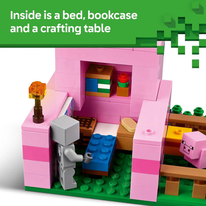 LEGO Minecraft The Baby Pig House Toy Figures and Playset - Building Minecraft Toy for Kids, Boys and Girls, Ages 7+ - Gift for Birthdays - with 2 Minifigures for Pretend Play - 21268