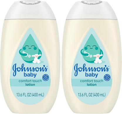 johnsons baby comfort touch newborn baby face body lotion, 13.6 fl oz, hypoallergenic, paraben-free, new baby essentials