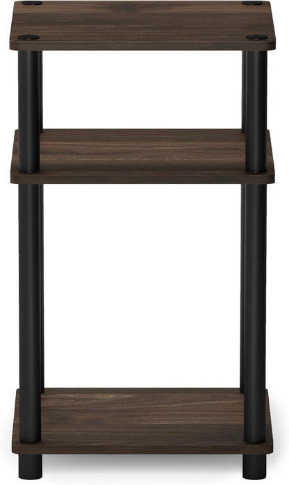 Furinno JUST Side Table, 3-Tier End Table, Open Shelves Night Stand, Bedside Table, Toolless Assembly, for Living Room, Bedroom, Bathroom, Columbia Walnut
