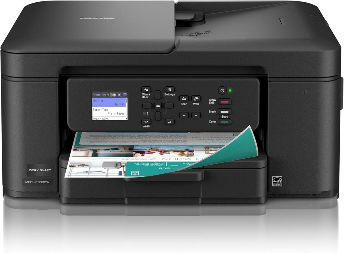 Brother Work Smart 1360 Wireless Color Inkjet All-in-One Printer with Automatic Duplex Printing and 1.8” Color Display | Includes Refresh Subscription Trial(1) (MFC-J1360DW) (Uses LC501 Series Inks)
