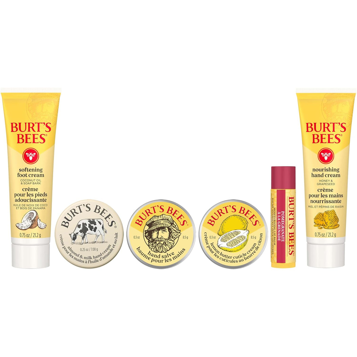 Burt's Bees Gifts Ideas, Tips and Toes Kit, 6 Travel Size Products - Pomegranate Moisturizing Lip Balm, 2 Hand Creams, Foot Cream, Cuticle Cream, and Hand Salve