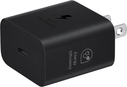 25W Wall Charger Power Adapter, Cable Not Included, Super Fast Charging, Compact Design, Energy Efficient, Compatible with Galaxy and USB Type C Devices, Black