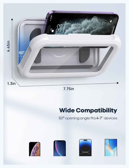 Lamicall Shower Phone Holder Waterproof - 480° Rotatable Retractable Adjustable Shower iPhone Case Holder, Bathroom Wall Phone Mount Stand Water Proof Anti Fog Case, Accessories for 4-7" Cellphones