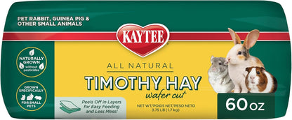 Kaytee Wafer Cut All Natural Timothy Hay for Pet Guinea Pigs, Rabbits & Other Small Animals, 60 Ounce