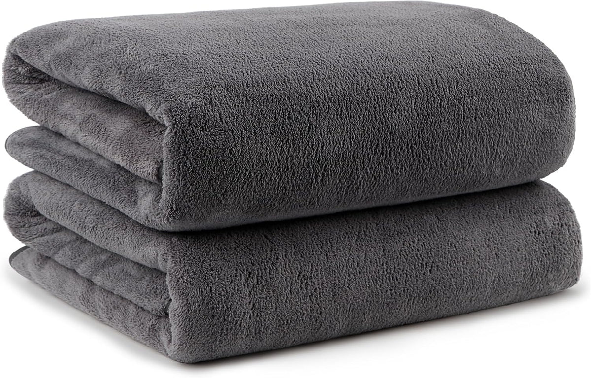 Orighty Bath Towels Pack of 2(27'' x 54'') - Soft Feel, Highly Absorbent, Quick Drying Microfiber for Body, Sport, Yoga, SPA, Fitness - Grey