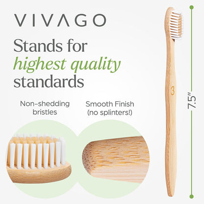 Bamboo Toothbrushes 10 Pack - BPA Free Soft Bristles Toothbrushes, Eco-Friendly, Natural Wooden Toothbrush