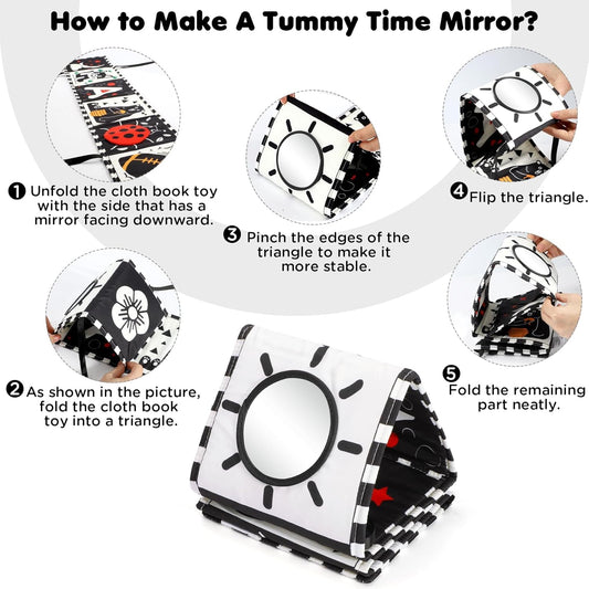 URMYWO Black and White Baby Toy, Tummy Time High Contrast Newborn Toys 0-3 Months, Soft Baby Book, Visual Stimulation Montessori Sensory Infant Toys 0-6-12 Months, Boy Girl Shower Gift