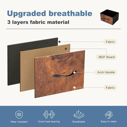 DUMOS Dresser for Bedroom, Storage Organizer with 9 Drawers, Chest of Drawers with Fabric Bins, Sturdy Metal Frame, Wood Tabletop for Guest Room, Closet, Entryway, Brown