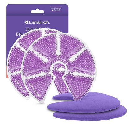 Lansinoh Breast Therapy Packs, Hot and Cold Breast-Pads with 2 Soft Covers, Postpartum Essentials for Nipple Pain Relief, Mastitis, Engorgement, Support for Breastfeeding and Pump Aid, 2 Pack