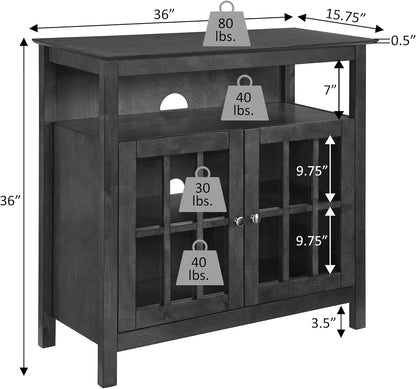 Convenience Concepts Big Sur Highboy TV Stand 36" - Modern Entertainment Center For TVs up to 40", Storage Cabinet for Dining, Living Room, & Entryway, Console Hall Table with Shelves, Espresso