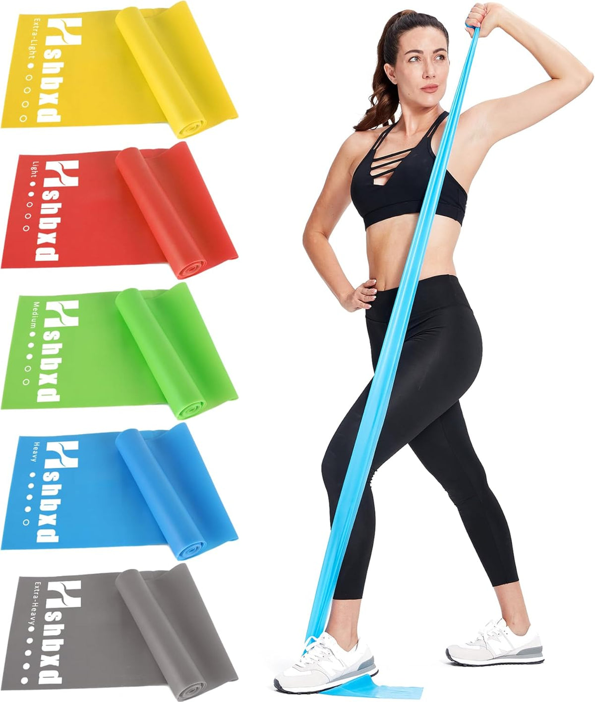 Resistance Bands for Working Out, Physical Therapy Bands, Latex Free Elastic and Exercise Bands Set for Stretching, Suitable for Rehab, Yoga, Pilates, Gym, Home Exercise