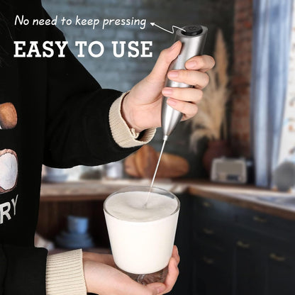 SIMPLETaste Milk Frother Handheld Battery Operated Electric Foam Maker, Drink Mixer with Stainless Steel Whisk and Stand for Cappuccino, Bulletproof Coffee, Latte
