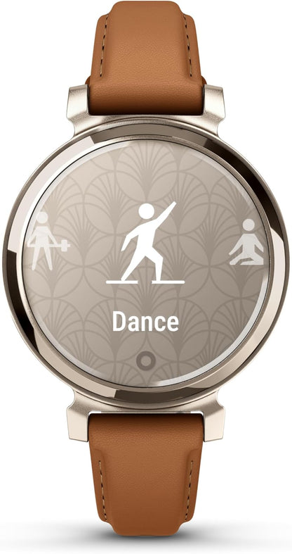 Garmin Lily 2, Small and Stylish Smartwatch, Hidden Display, Patterned Lens, Up to 5 Days Battery Life, Tan