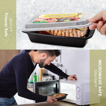 15 Pack- Meal Prep Containers 32oz, Plastic Food Prep Containers Reusable, Leakproof To Go Food Containers with Lids, BPA-Free, Microwave/Dishwasher/Freezer Safe