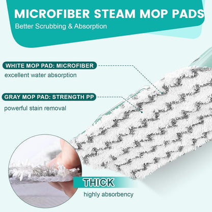 6 Pack Steam Mop Replacement Pads Compatible with Shark Steam Mops S1000/S1000A/S1000C/S1000WM/S1001C, Floor Steamer Pads Washable, Reusable Microfiber Cleaner Pads