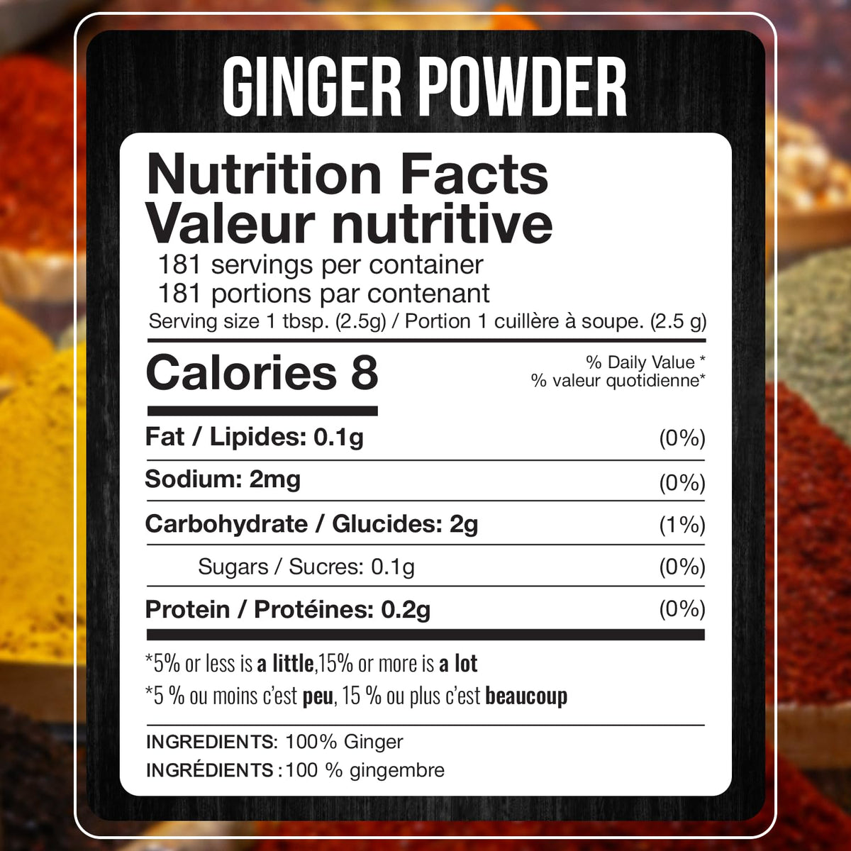 Fresh Finest 100% Pure Ground Ginger Root 15.97oz 453g Culinary and Health Benefits Spice