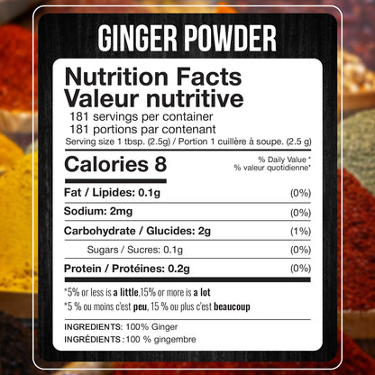 Fresh Finest 100% Pure Ground Ginger Root 15.97oz 453g Culinary and Health Benefits Spice