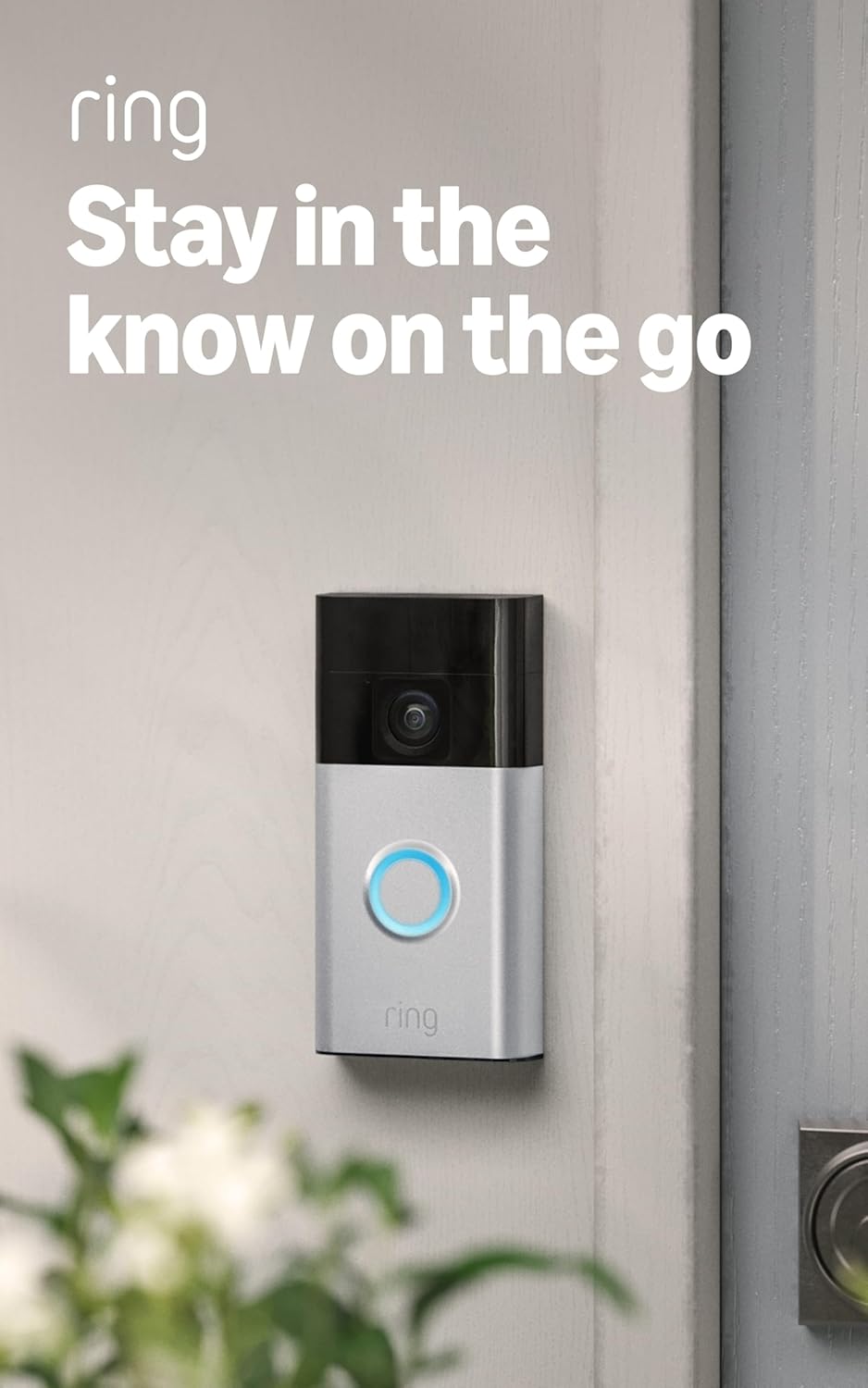 Ring Battery Doorbell, Home or business security with Head-to-Toe video, Live View with Two-Way Talk, and Motion Detection & Alerts, Satin Nickel