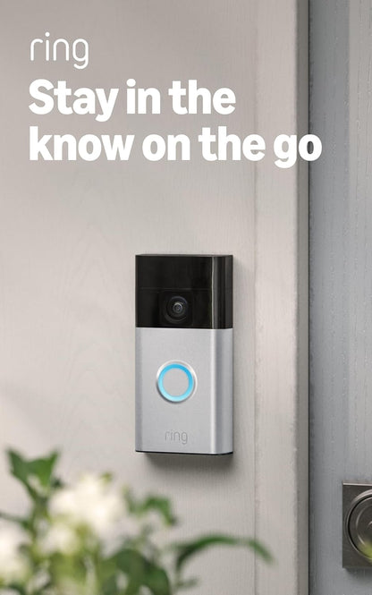 Ring Battery Doorbell, Home or business security with Head-to-Toe video, Live View with Two-Way Talk, and Motion Detection & Alerts, Satin Nickel