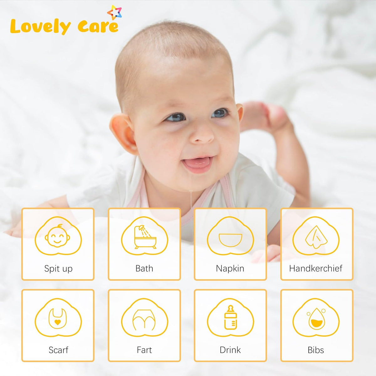 12 Pack Muslin Burp Cloths 100% Cotton Muslin Cloths Large 20''x10'' Extra Soft and Absorbent Baby Burping Cloth - White