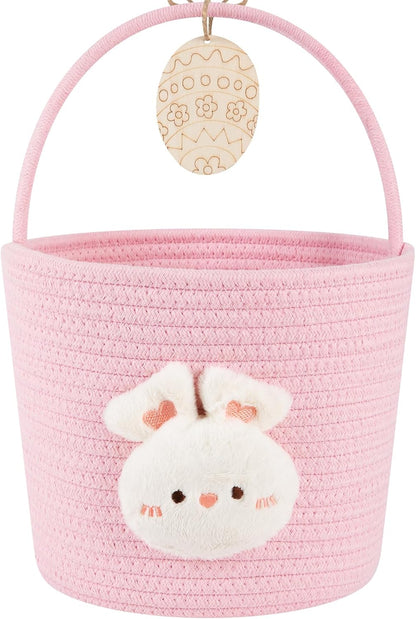 oiahomy-pink-easter-basket-with-handle-personalized-bunny-baskets-for-kids-and-gifts
