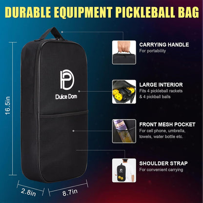 DULCE DOM Pickleball Paddles Set of 2/4 - USAPA Approved, Fiberglass/Carbon Fiber Pickleball Racket with 4 Indoor Outdoor Pickleball Balls and Pickleball Bag, Ideal Pickleball Training Equipment