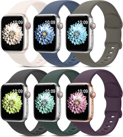 6 Pack Sport Bands Compatible with Apple Watch Band 38mm 40mm 41mm 42mm 44mm 45mm 49mm 46mm,Silicone Waterproof Strap for iWatch Apple Watch Series 11 10 9 Ultra 8 7 6 5 4 3 2 1 SE Women Men