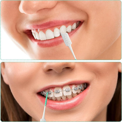 Dental Floss Picks Soft Silicone interdental Brush, Braces Brush, Floss Picks for Teeth, Disposable interdental Brush, Suitable for Cleaning Teeth Health(Green, 160pcs)