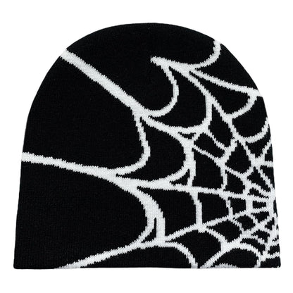 Pooyikoi Y2K Gothic Spider Pattern Wool Acrylic Knitted Hat Women Beanie Winter Warm Beanies Men Casual Skullies Outdoor