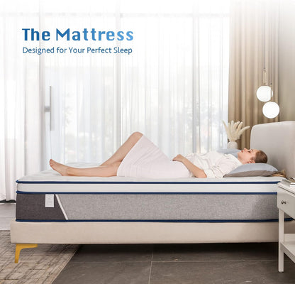 Rimensy Full Size Mattress 12 Inch Hybrid Mattress - Memory Foam & Individually Pocket Coils Springs | Pressure Relief | Motion Isolation, Edge Support | CertiPUR-US Certified | Medium Firm