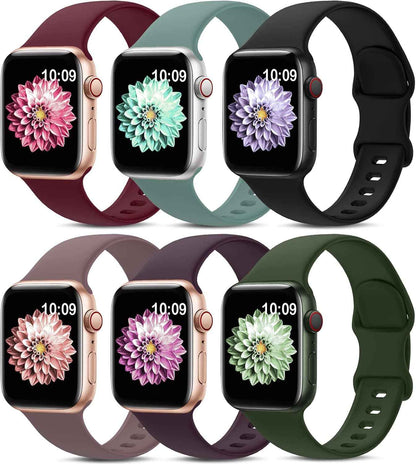 6 Pack Sport Bands Compatible with Apple Watch Band 38mm 40mm 41mm 42mm 44mm 45mm 49mm 46mm,Silicone Waterproof Strap for iWatch Apple Watch Series 11 10 9 Ultra 8 7 6 5 4 3 2 1 SE Women Men