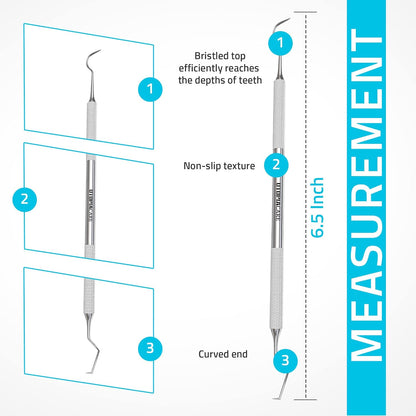Utopia Care Professional Dental Tartar Scraper Tool, Dental Pick, Double Ended Tartar Remover for Teeth, Plaque Remover, Tooth Scraper, (1, Silver, 6.5 Inch)