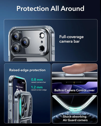 ESR for iPhone 17 Pro Max Case, Camera Control, Compatible with MagSafe, Shockproof Military-Grade Protection, Magnetic Phone Case for iPhone 17 Pro Max, Classic Hybrid Case, Clear