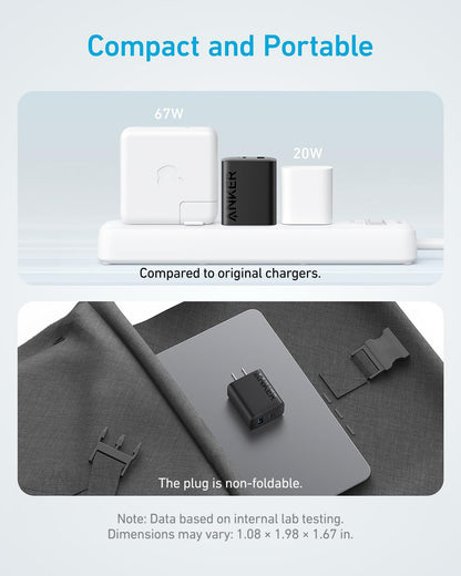 Anker iPhone 17/16 Charger, 2-Pack 20W Fast USB C Charger Block, for iPhone 16/16 Pro Max/15 Series/iPad Pro and More (Black, 2 Pack & 2 Cable)
